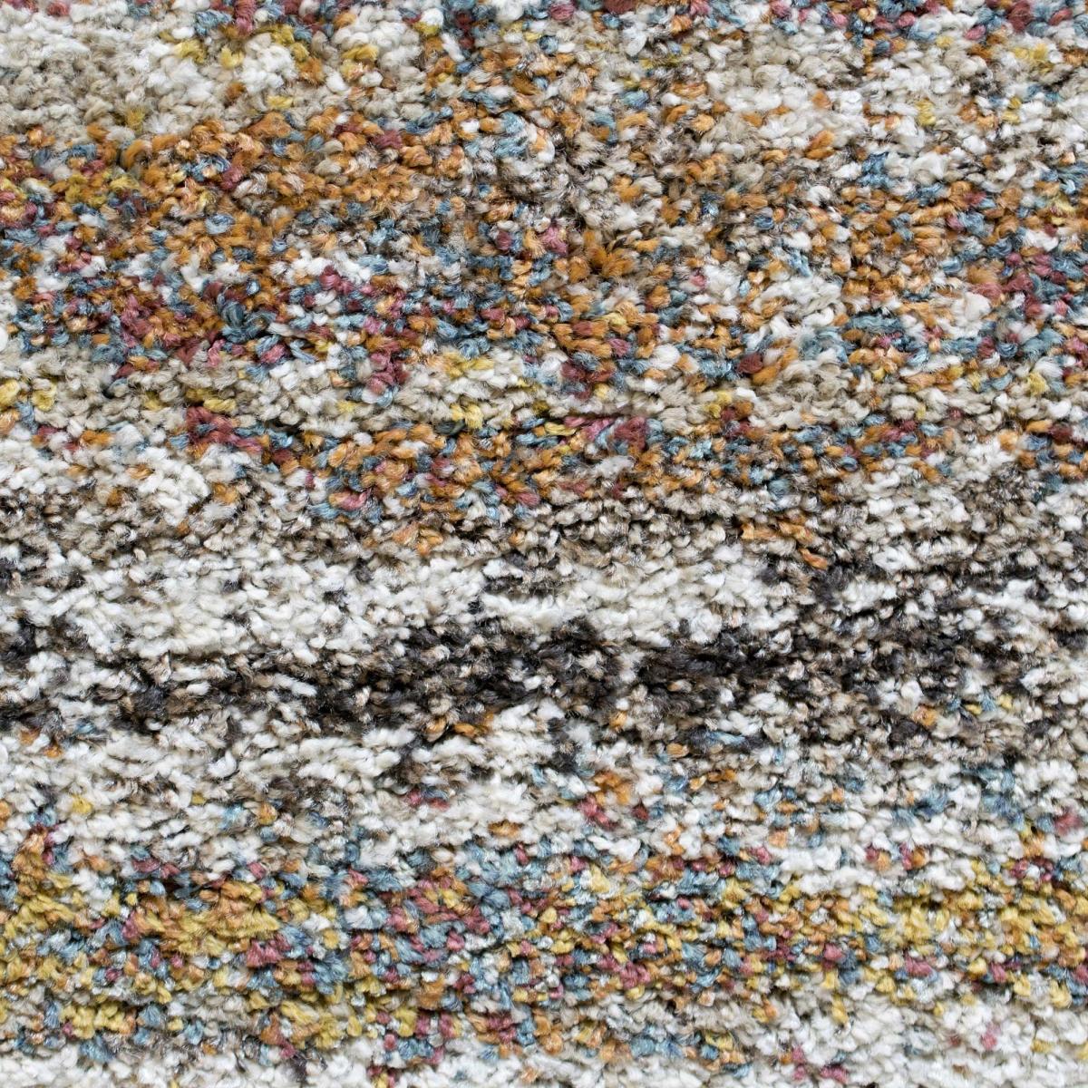 Mehari Shaggy Striped Rugs 23094 6969 in Mustard Yellow 200x200cm – image 4