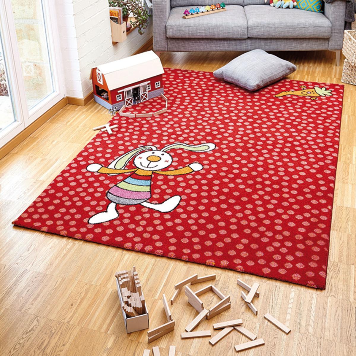 Rainbow Rabbit Rug in Red 0523 02 – image 1