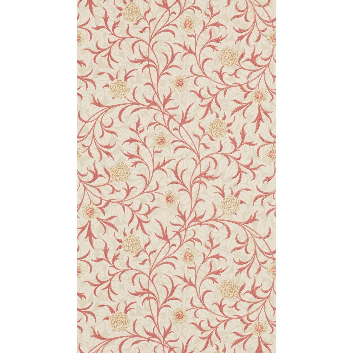 Scroll Floral Wallpaper 210364 by Morris & Co in Light Brick Buff Roll – image 3