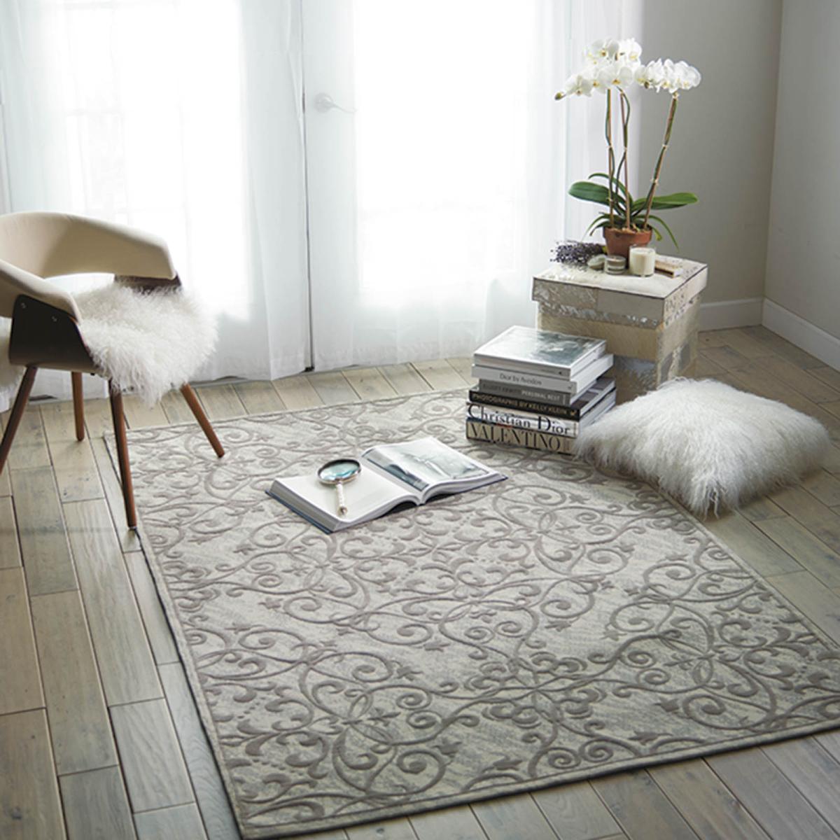 Damask Rugs DAS01 in Ivory and Grey by Nourison – image 1