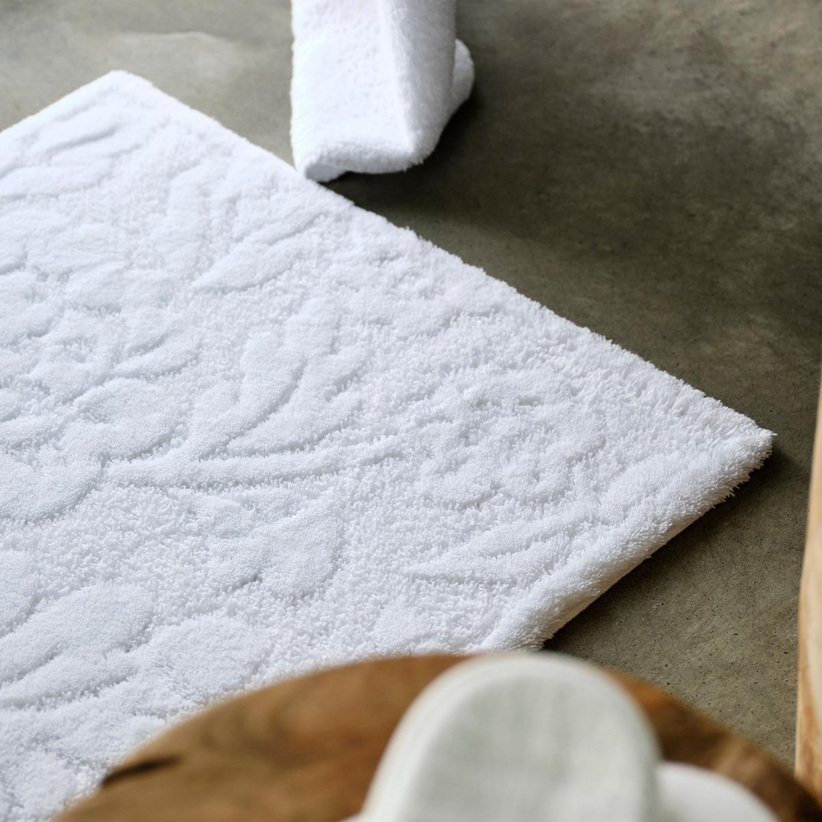 Brighton 100 Floral Bath Mats in White by Designer Abyss & Habidecor 60x100cm – image 4