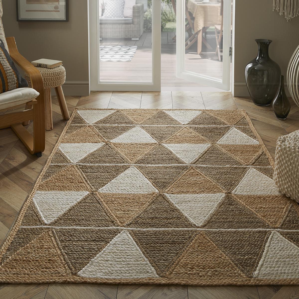 Natural Geometric Prestbury Hand Braided Jute Rug in Natural 120x170cm – image 1