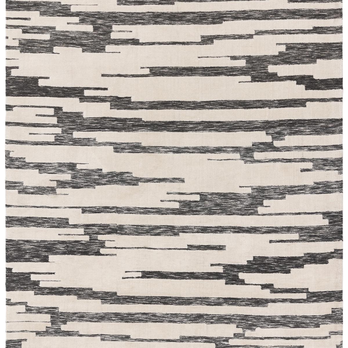 Mason Ikat Modern Abstract Rugs in Charcoal Grey Cream160x230cm – image 2