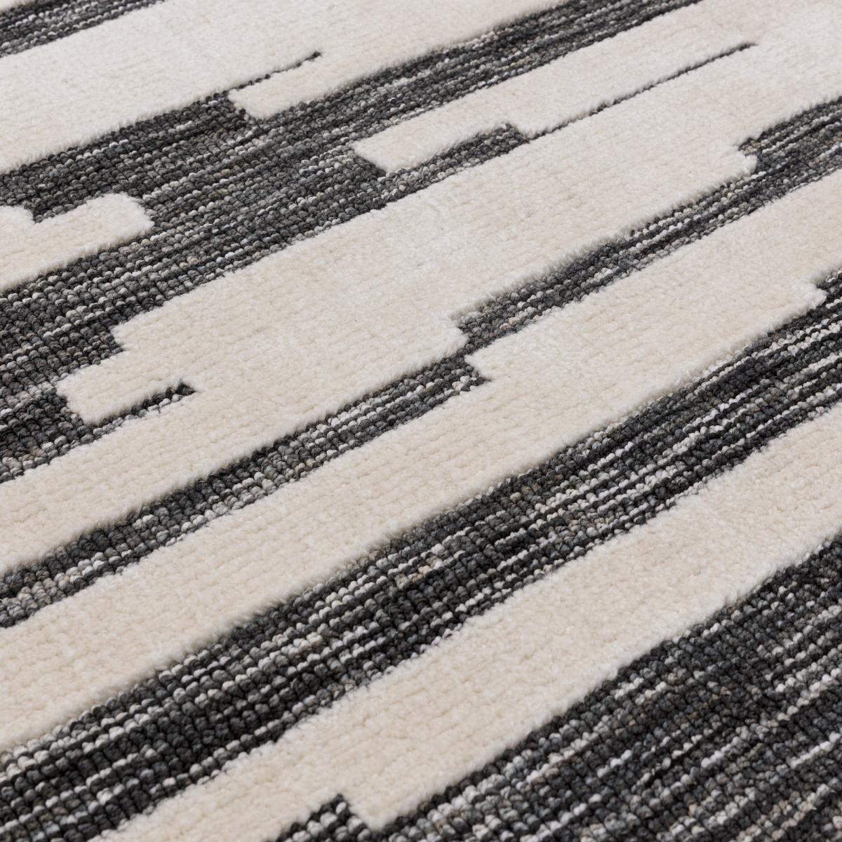 Mason Ikat Modern Abstract Rugs in Charcoal Grey Cream160x230cm – image 5