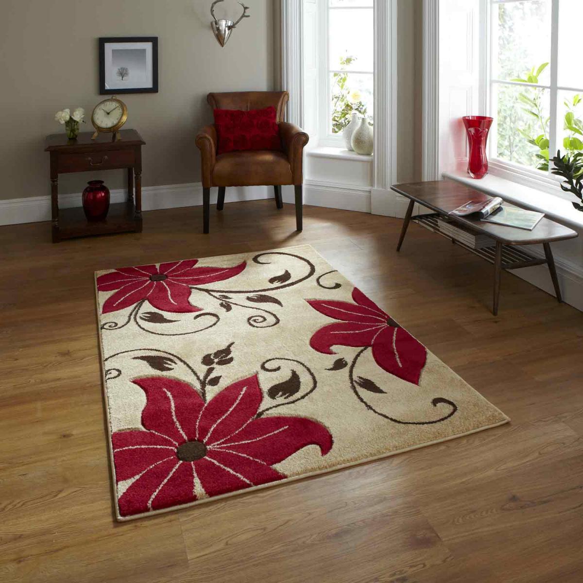 Verona OC15 Hand Carved Rugs in Beige Red – image 1