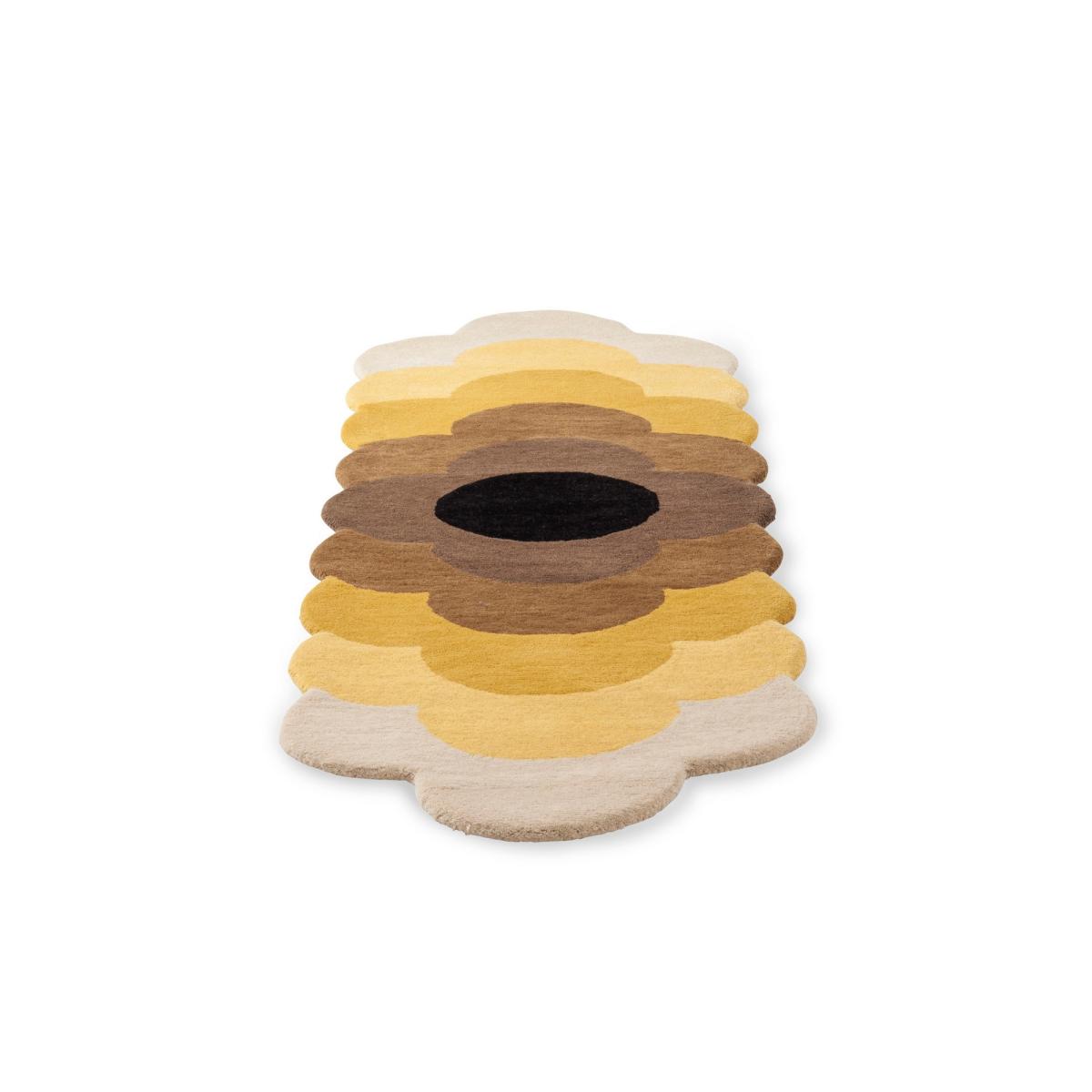Optical Flower Wool Rugs 061206 in Dandelion By Designer Orla Kiely 67x230cm – image 3
