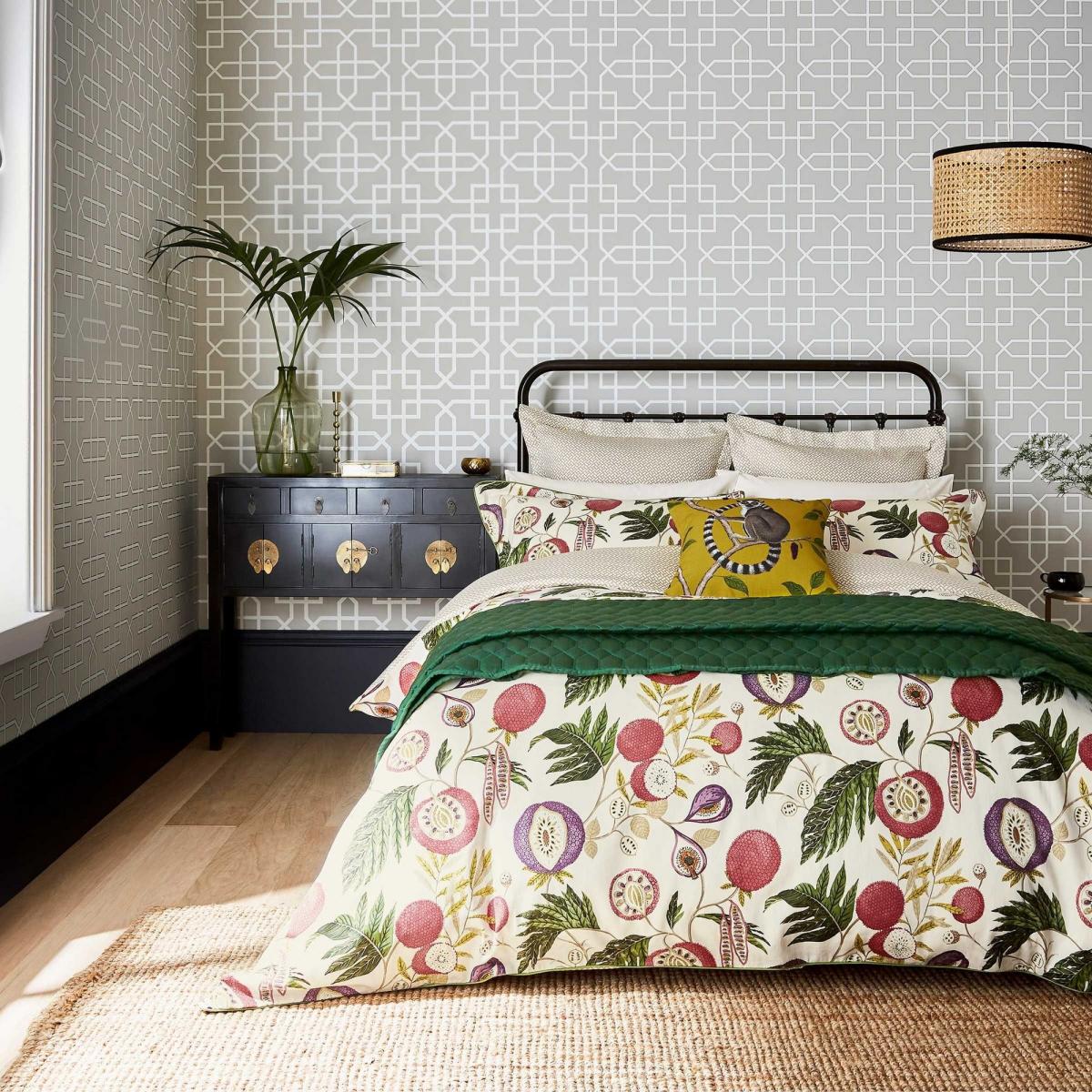 Jackfruit Designer Bedding Duvet Cover and Pillowcase By Sanderson in Fig Olive Green 74x48cm – image 2