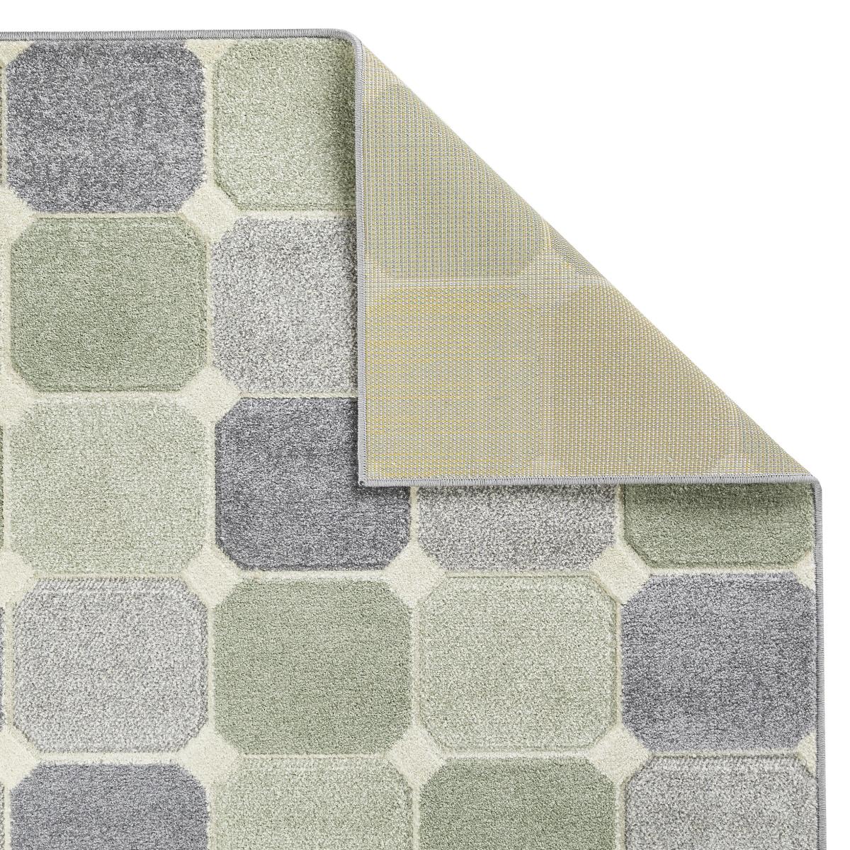 Portland 172 G Geometric Block Runner Rugs in Green Grey Cream 60x230 – image 4