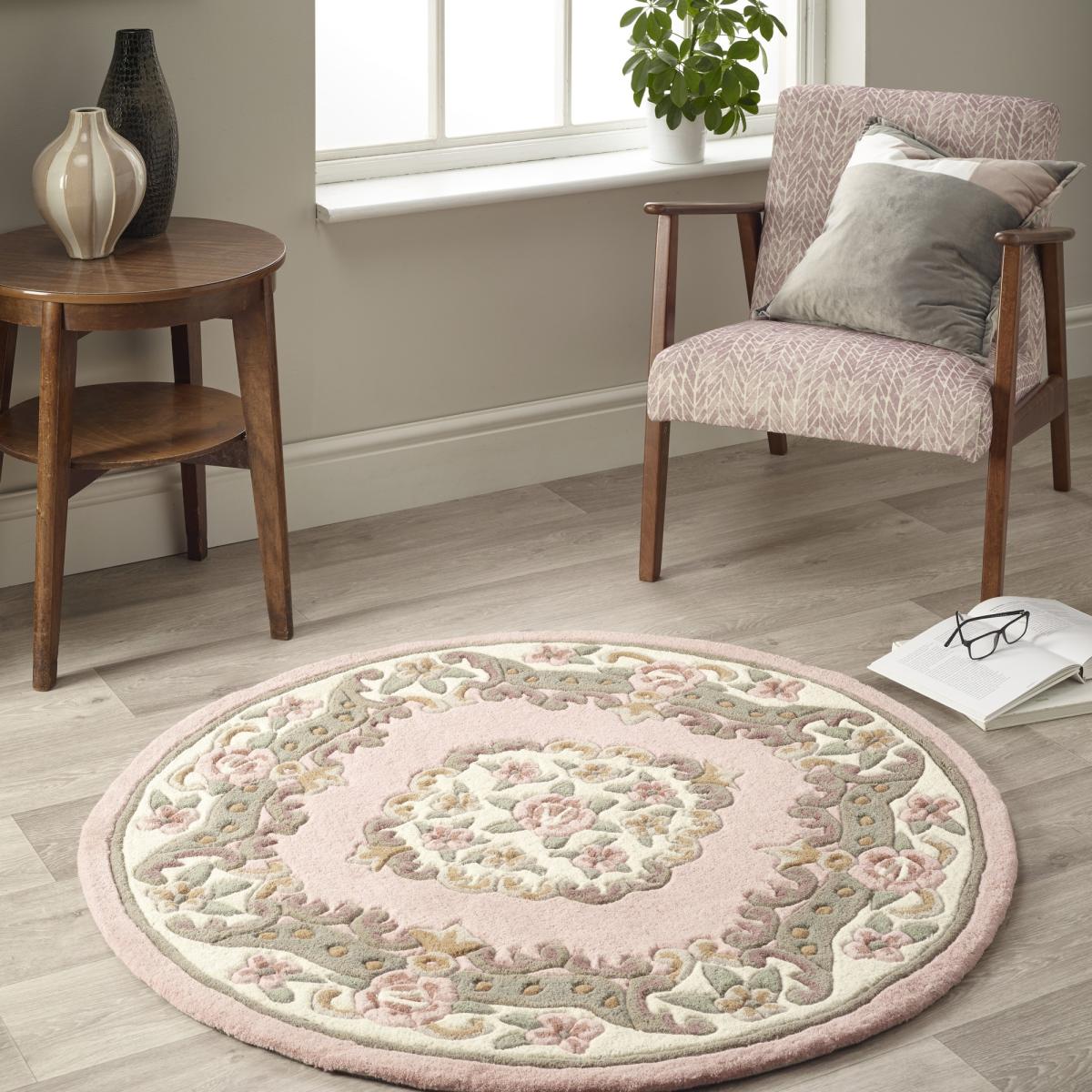 Shensi Traditional Circular Rugs in Rose Pink – image 1