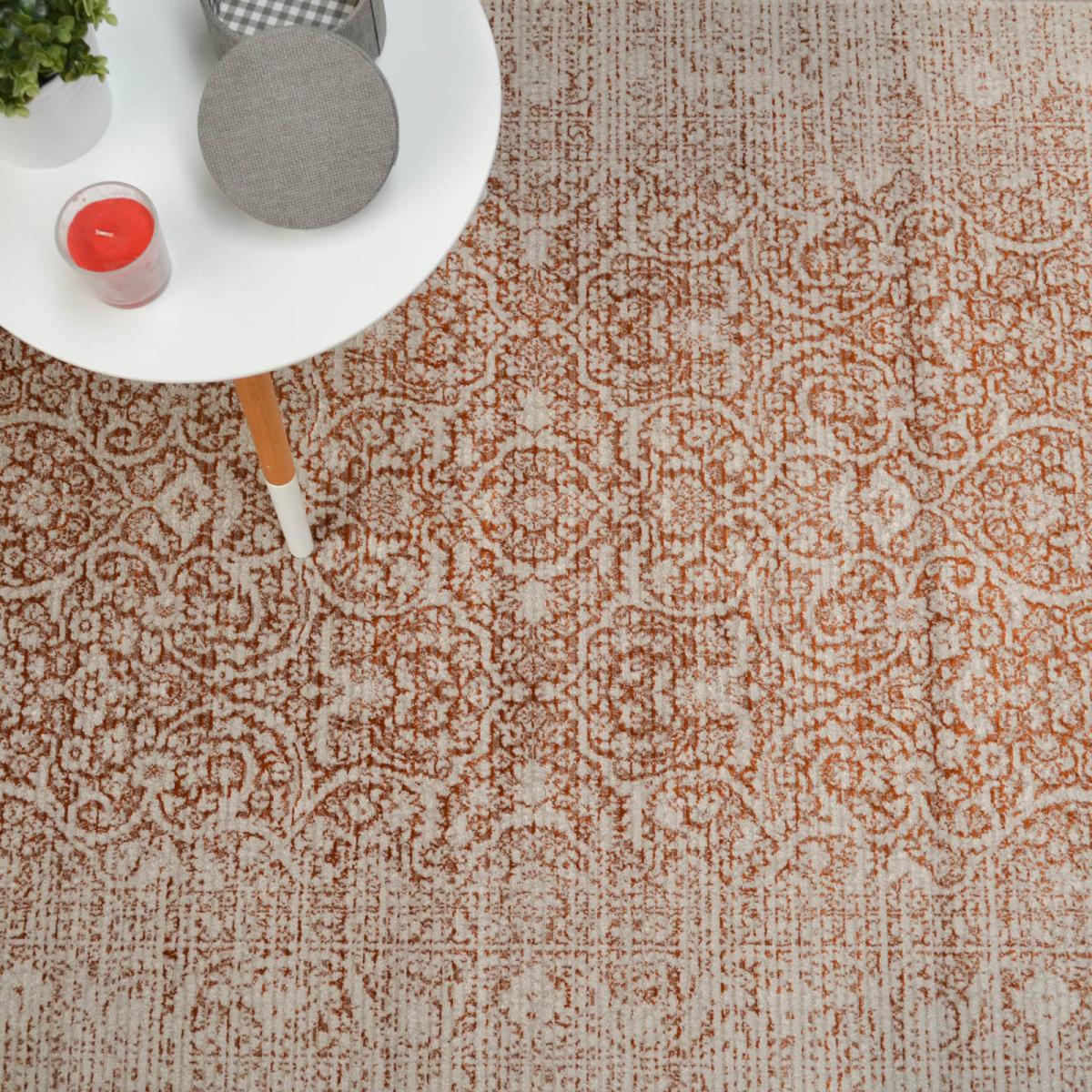 Grandeur Traditional Damask Rugs in Terracotta Orange240x330cm – image 5