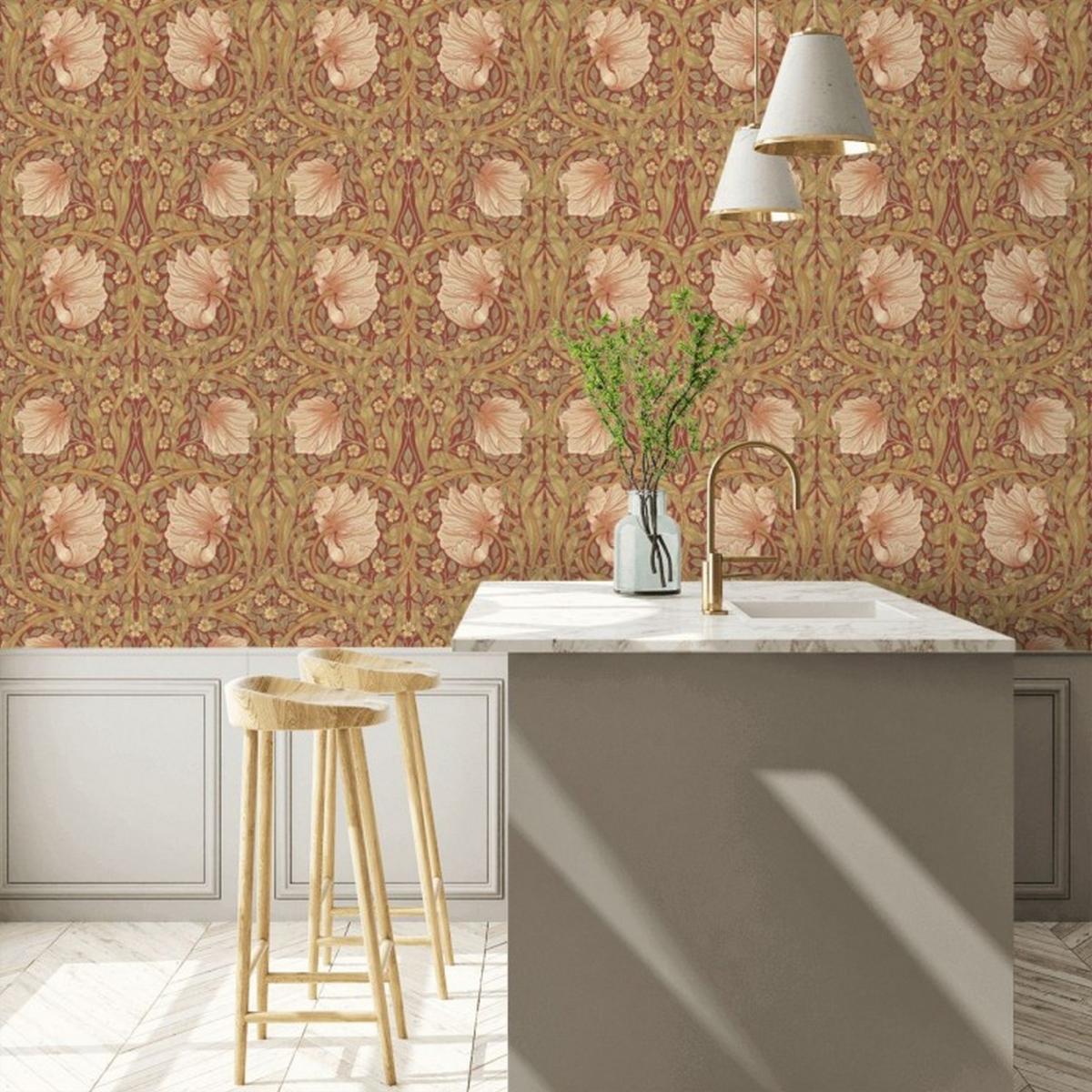 Pimpernel Wallpaper 210386 by Morris & Co in Brick Olive Green&nbsp;Roll – image 2