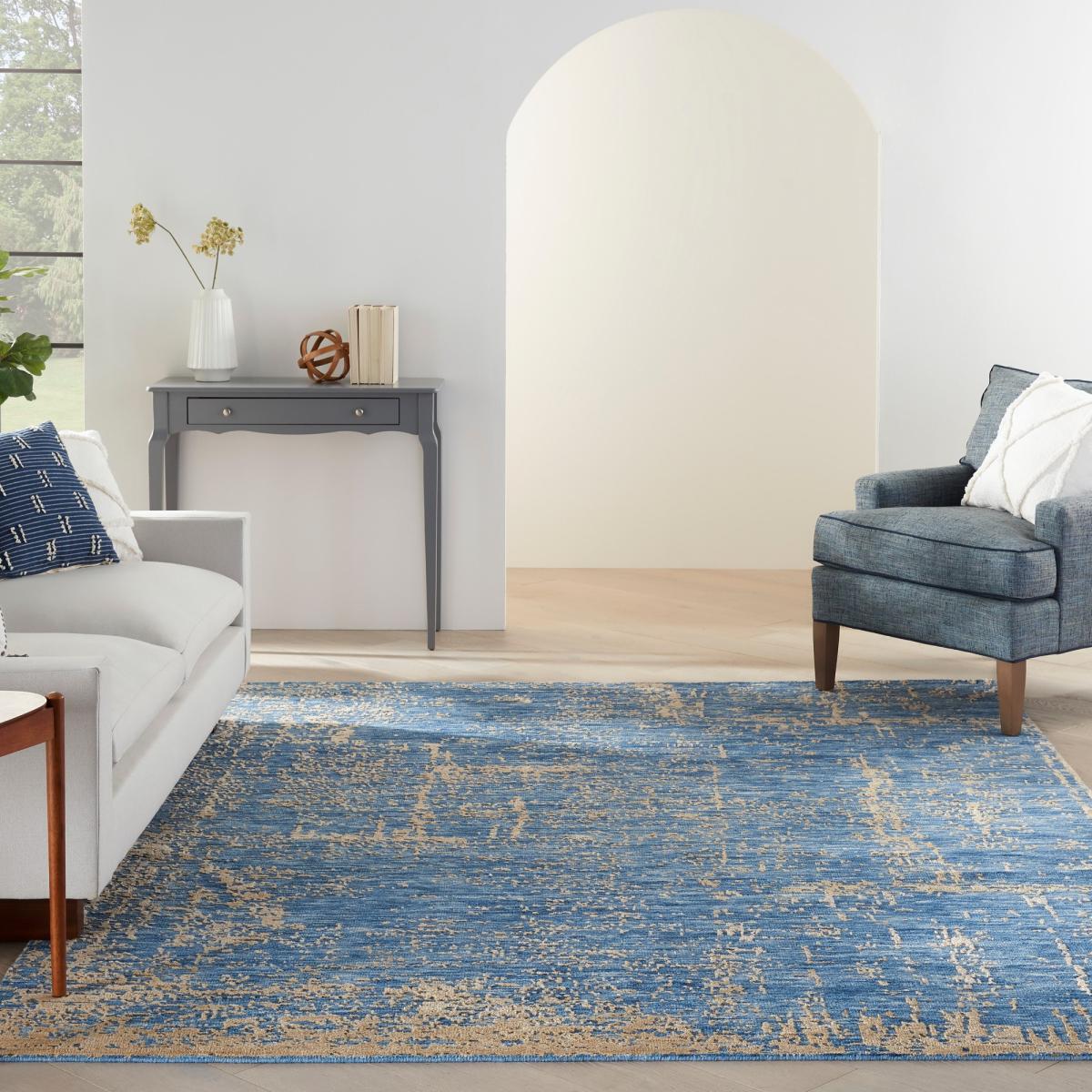 Luna Abstract Rugs LUN01 by Nourison in Dark Blue Mocha – image 1