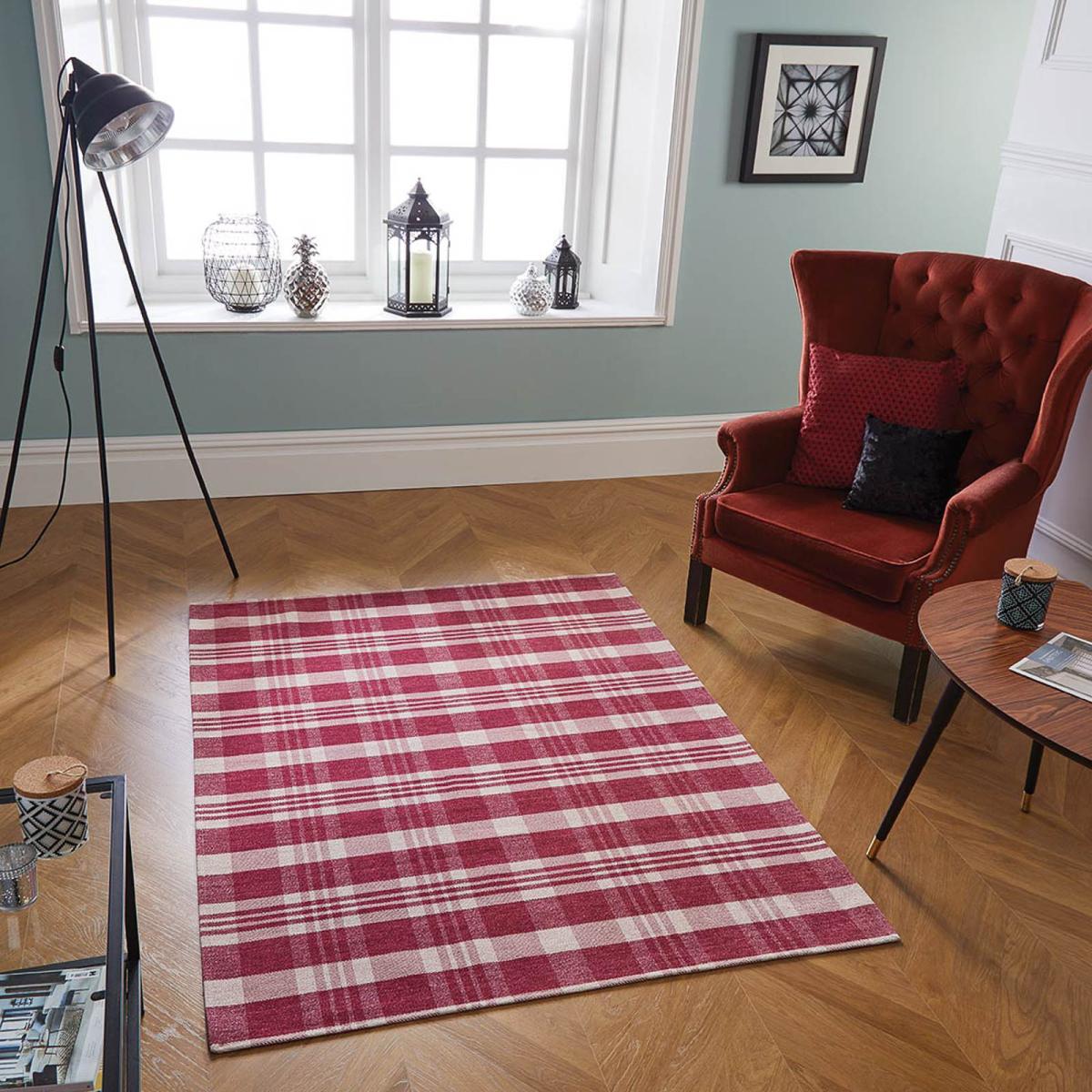 Cottage Washable Flatweave rugs 21S in Red55x85cm – image 1