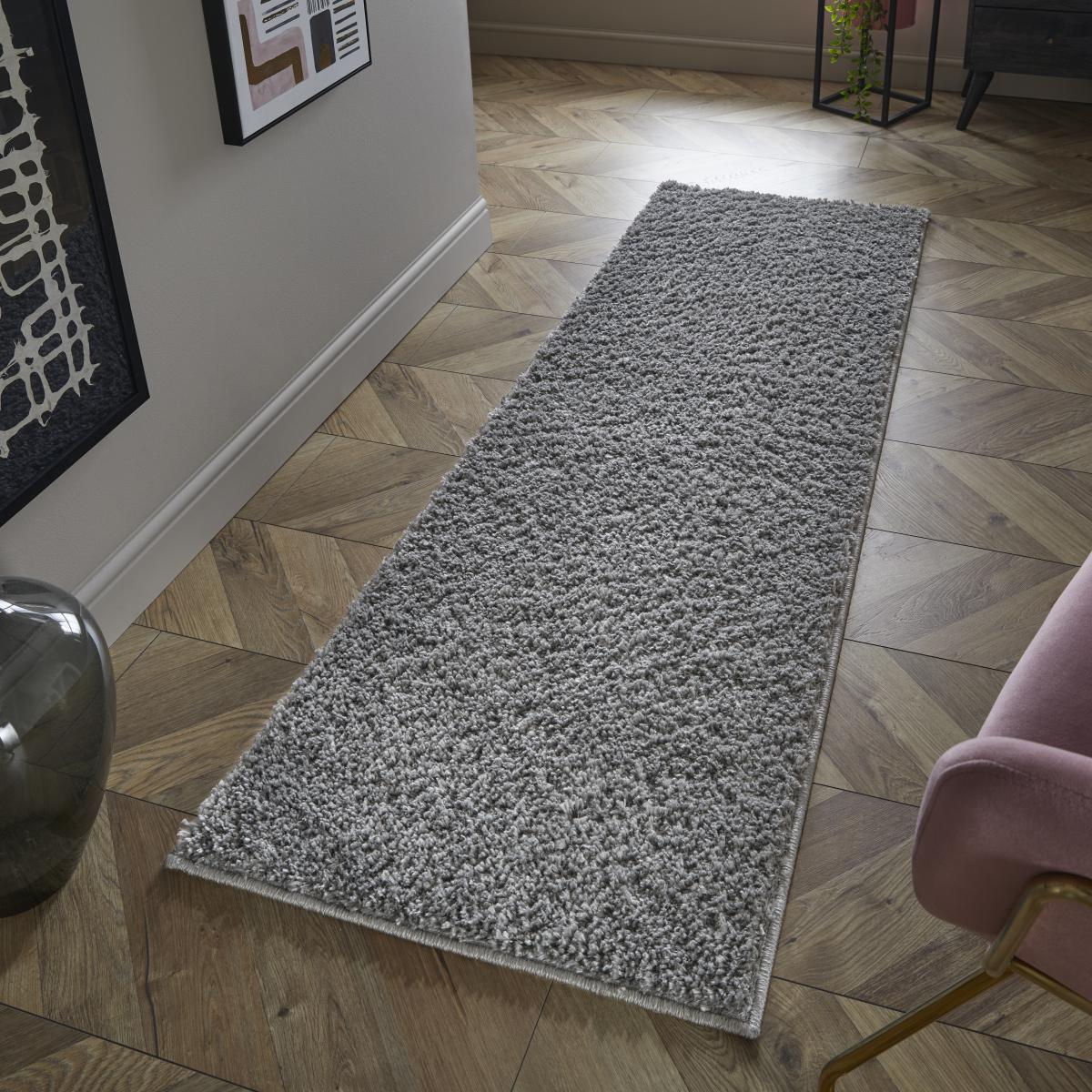 Larissa Washable Plain Shaggy Runner Rug in Ghost Grey&nbsp;67x200cm – image 2