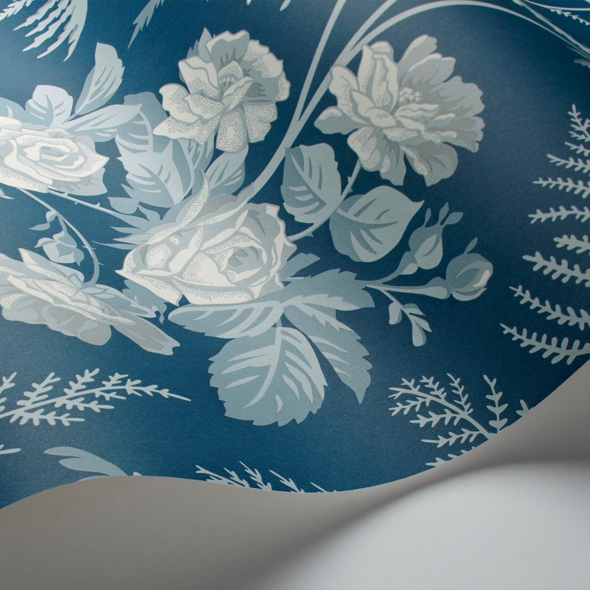 Rose Wallpaper 10031 by Cole & Son in White Ice Blue Roll – image 2