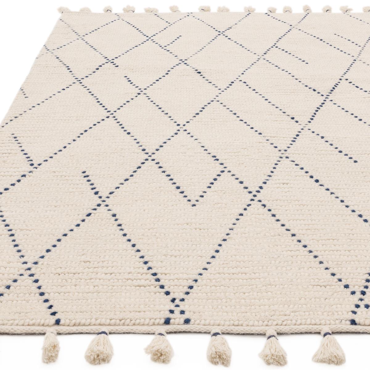 Nepal Boho Linear Berber Wool Rugs in Cream Blue200x290cm – image 5