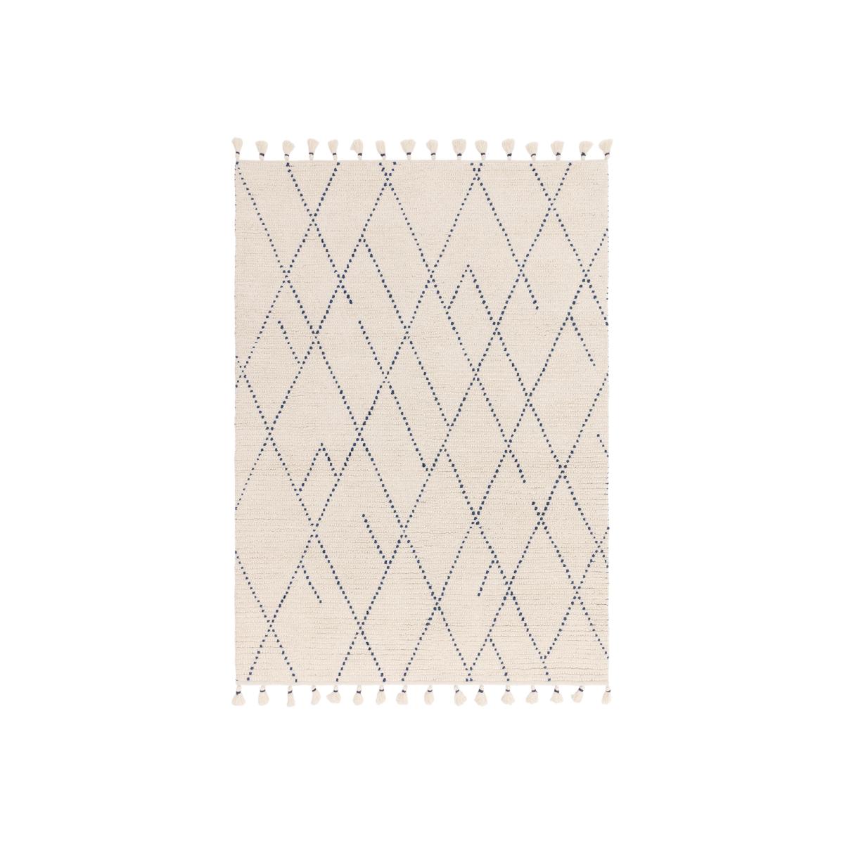 Nepal Boho Linear Berber Wool Rugs in Cream Blue200x290cm – image 1
