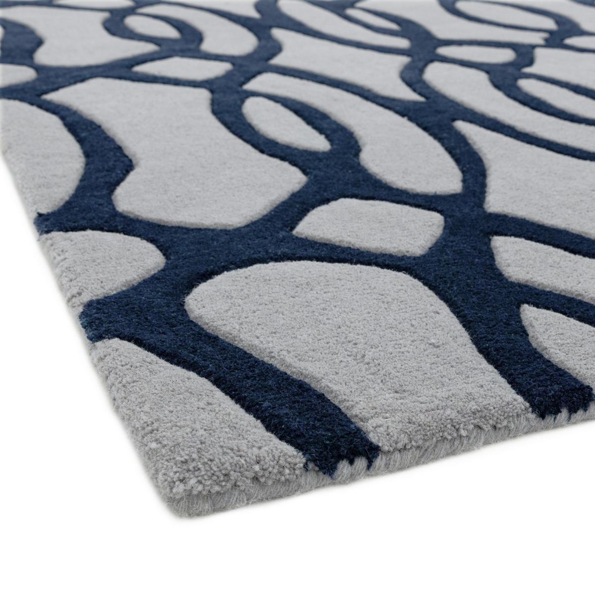 Matrix MAX36 Wire Geometric Wool Runner Rugs in Blue 70x240cm – image 2