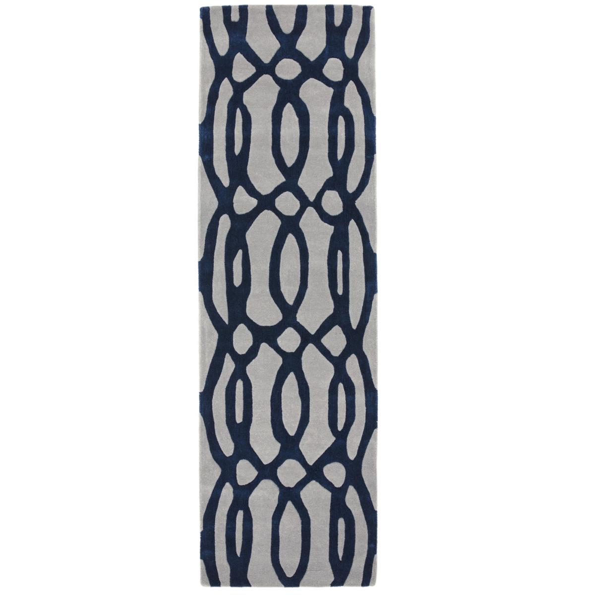 Matrix MAX36 Wire Geometric Wool Runner Rugs in Blue 70x240cm – image 4