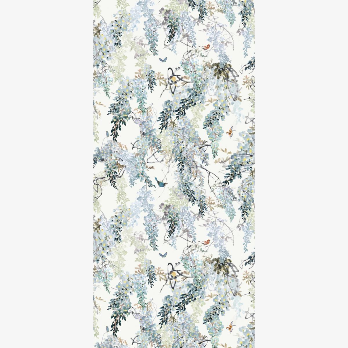Wisteria Falls Wallpaper Panel A 216298 by Sanderson in Aqua Blue Roll