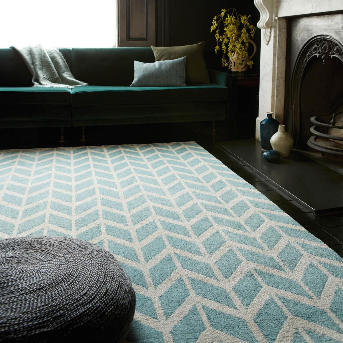 Arlo Chevron Modern Rugs AR05 in Light Blue and Cream 200x300cm – image 1