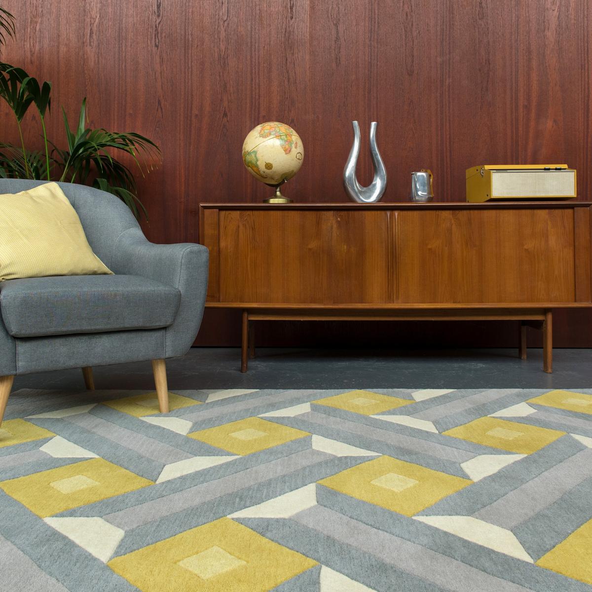 Reef Motif Rugs RF01 in Ochre and Grey – image 1