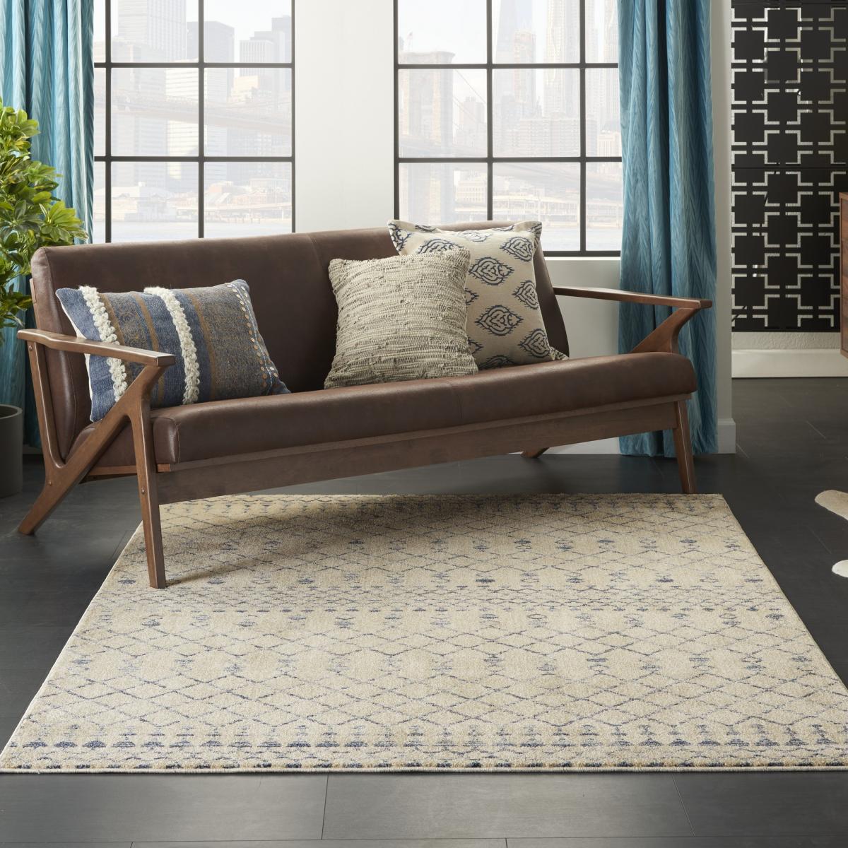 Palermo Rugs PMR03 in beige blue by Nourison 160x220cm – image 1