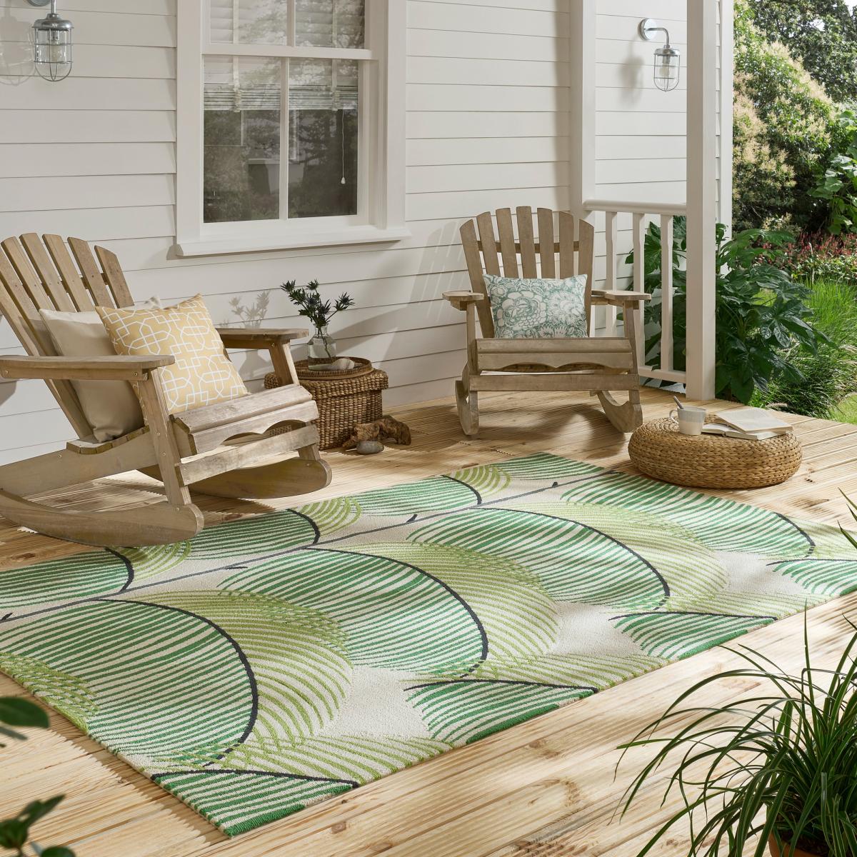 Manila Leaf Indoor Outdoor Rugs 446107 by Sanderson in Botanical Green – image 2