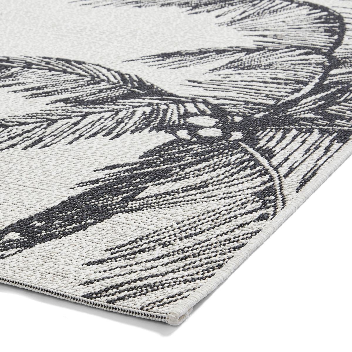 Miami A444 Indoor Outdoor Palm Leaf Rug in Cream Black – image 2
