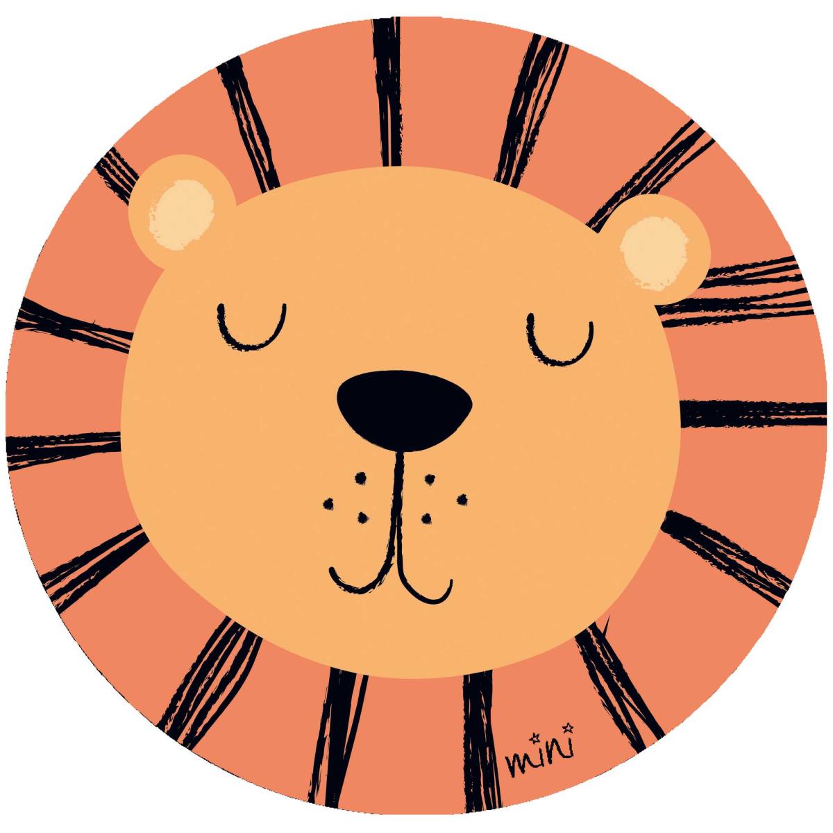 Emir Lion Washable Kids Circle Floor Mats in Orange – image 2