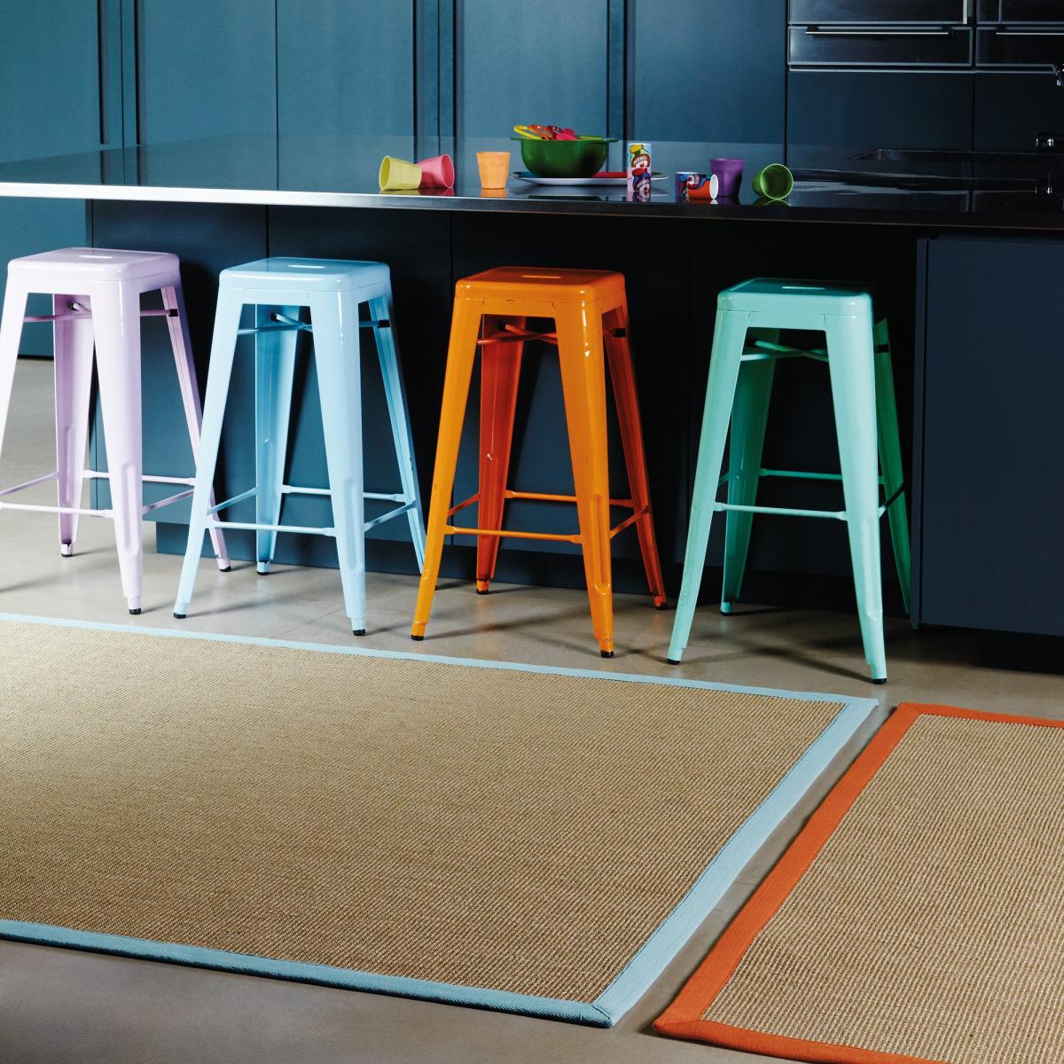 Sisal Rugs in Linen with an Aqua border – image 2