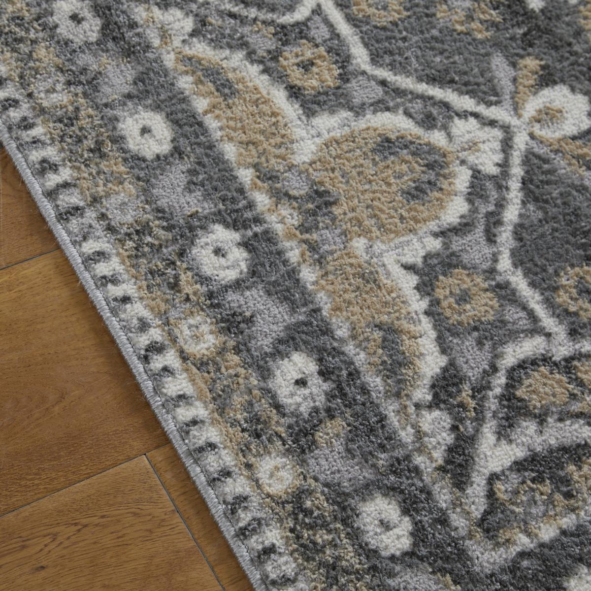 Zoe 9 E Runner Rugs in Traditional Distressed Grey 60x230cm – image 2