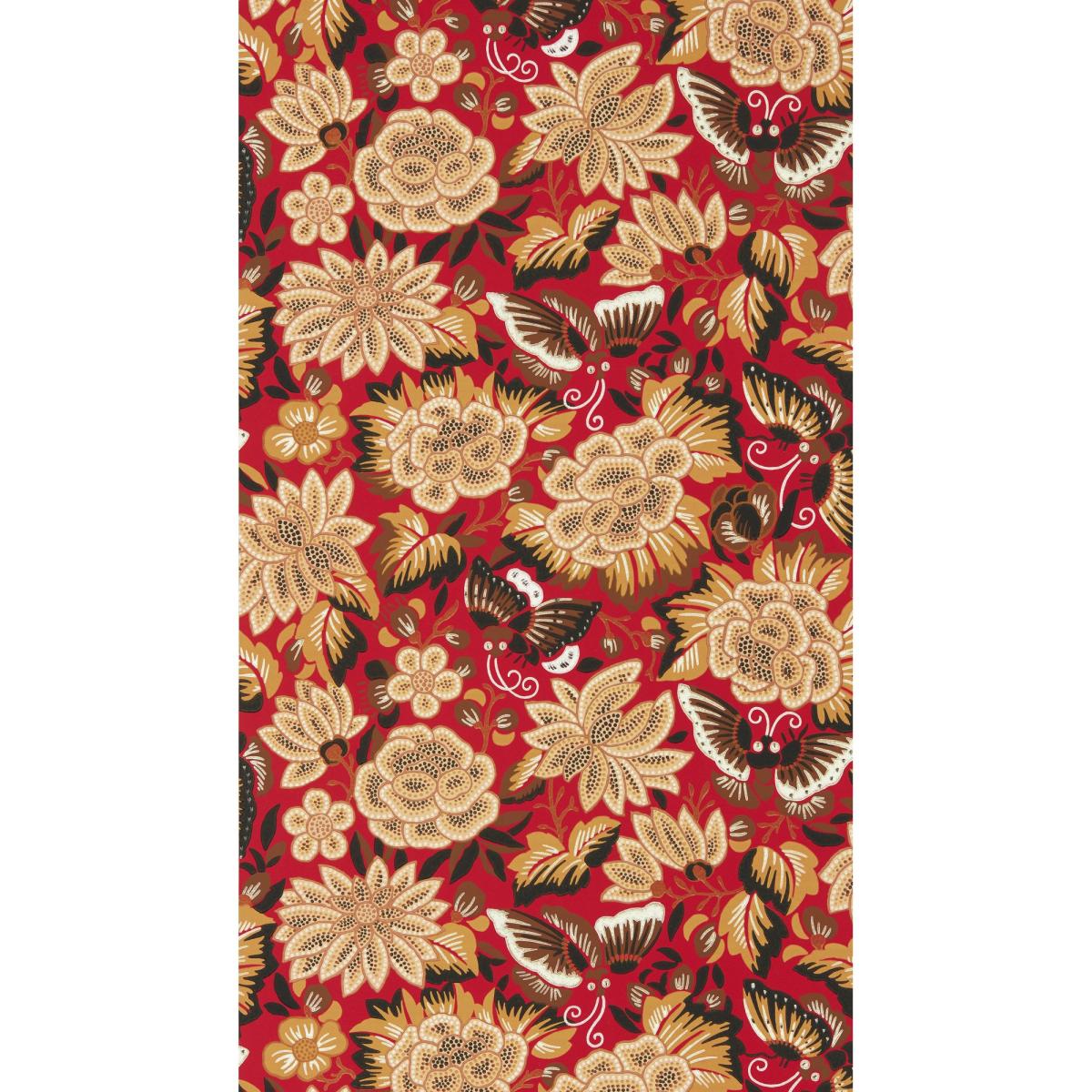 Amara Butterfly Wallpaper 217116 by Morris & Co in Cinnabar Red Ink Black Roll