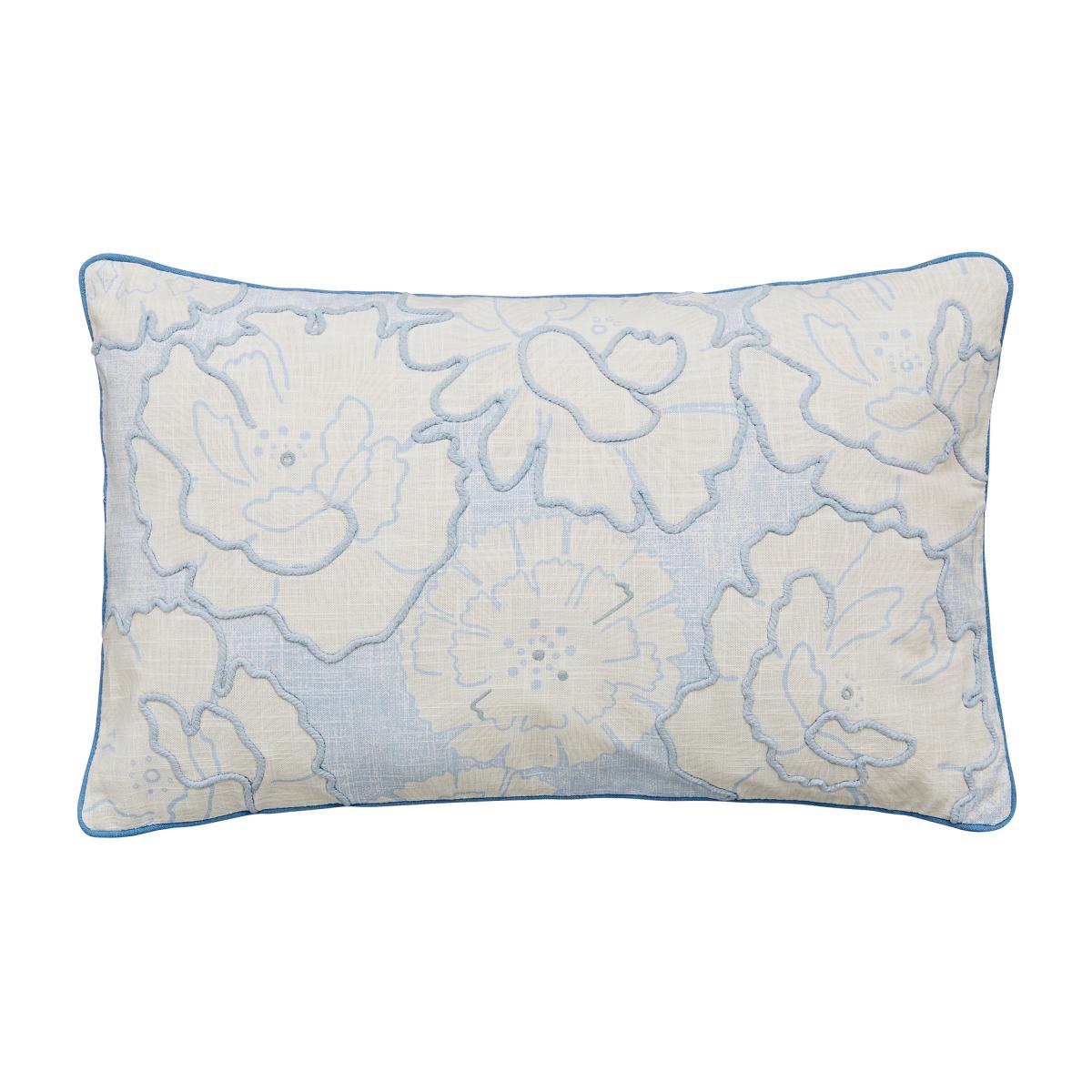 Be Still Floral Embroidered Cushion By Katie Piper in Blue30x50cm – image 1