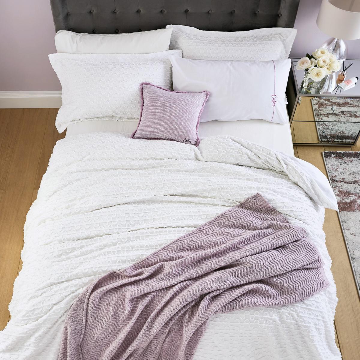 Calm Textured Cotton Bedding by Katie Piper in White 220x260cm – image 2