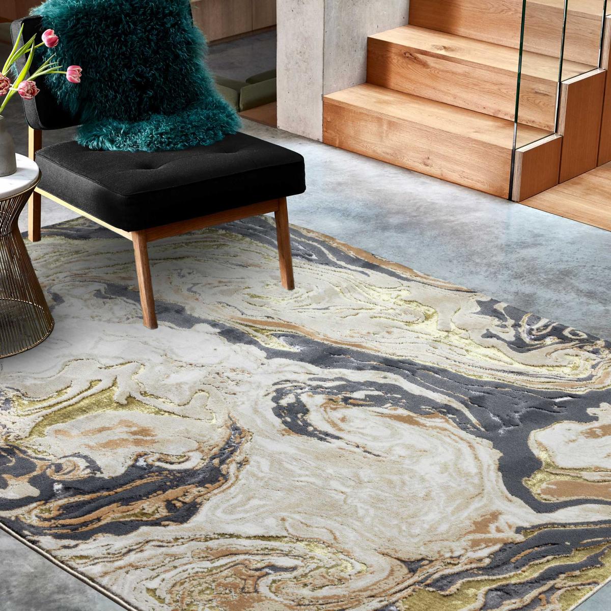 Aurora Marble AU08 Rugs in Gold Grey – image 1