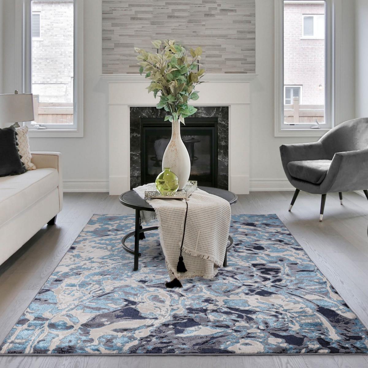 Aurora Foam AU21 Abstract Marble Rugs in Blue – image 1