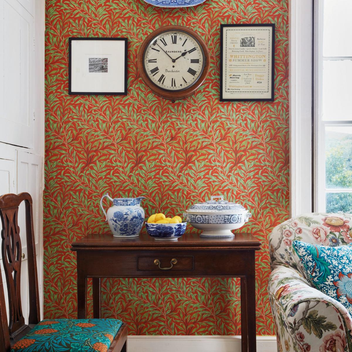 Willow Bough Wallpaper 216951 by Morris & Co in Tomato Olive Roll – image 2