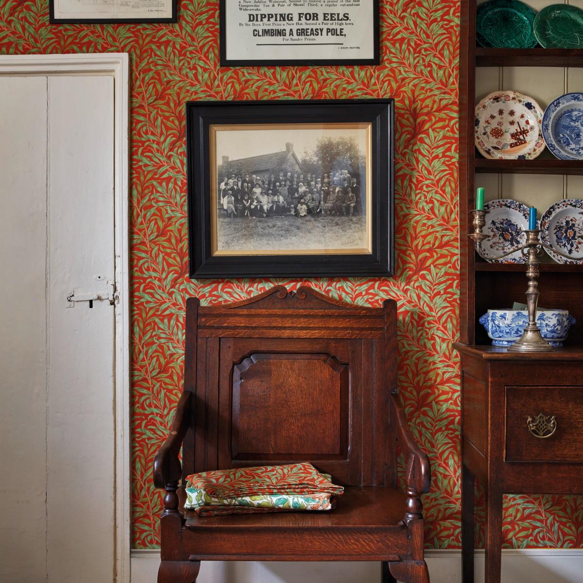 Willow Bough Wallpaper 216951 by Morris & Co in Tomato Olive Roll – image 3