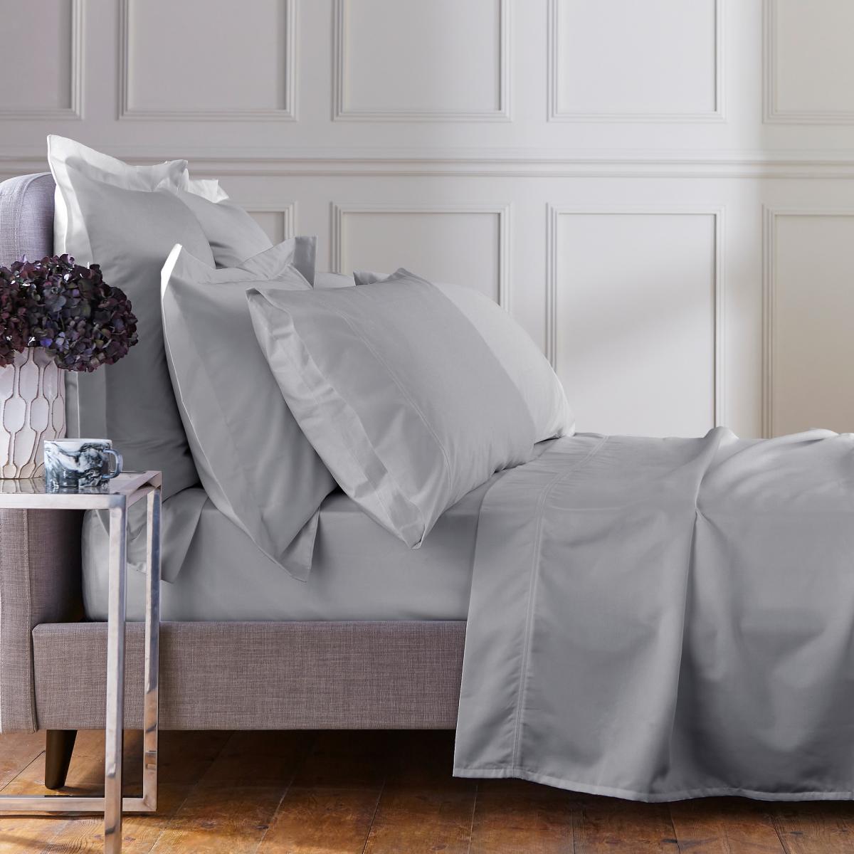 Plain Housewife Pillowcase By Bedeck of Belfast in Silver Grey 90x50cm – image 3