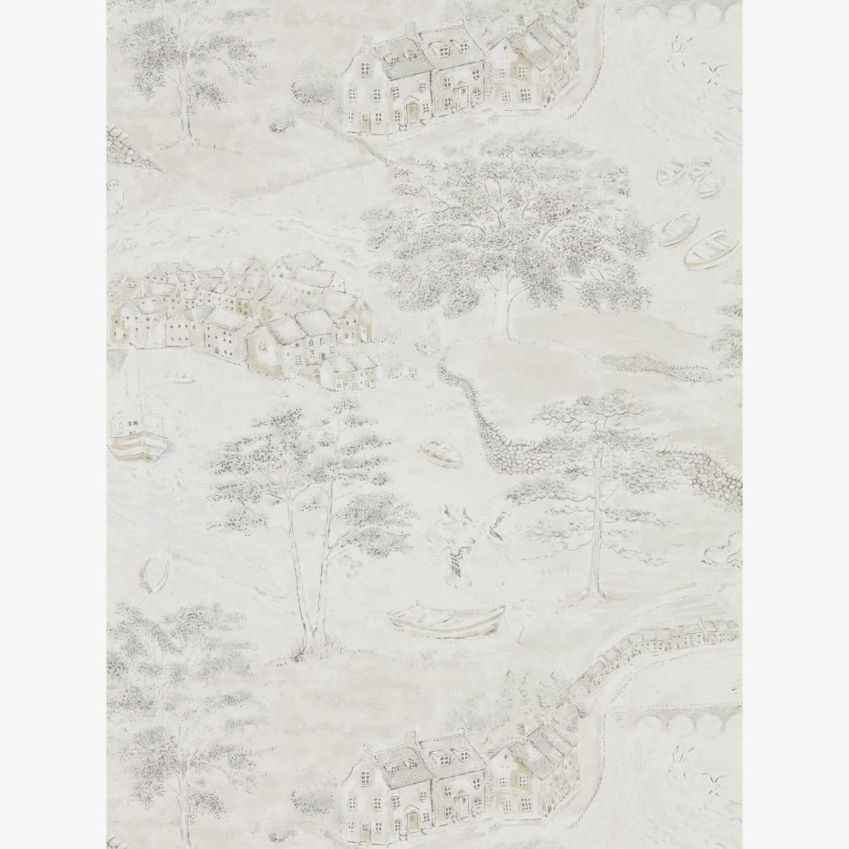 Sea Houses Wallpaper 216491 by Sanderson in Chalk Silver Grey Roll