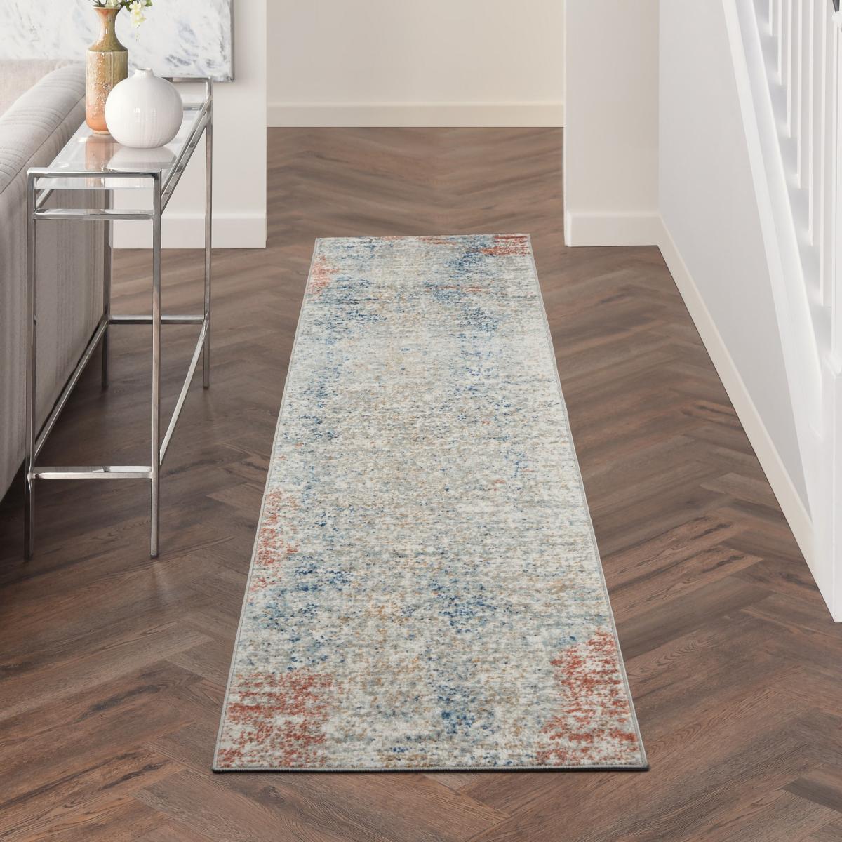 Quarry QUA10 Abstract Distressed Runner Rugs in Ivory Multicolour by Nourison – image 1