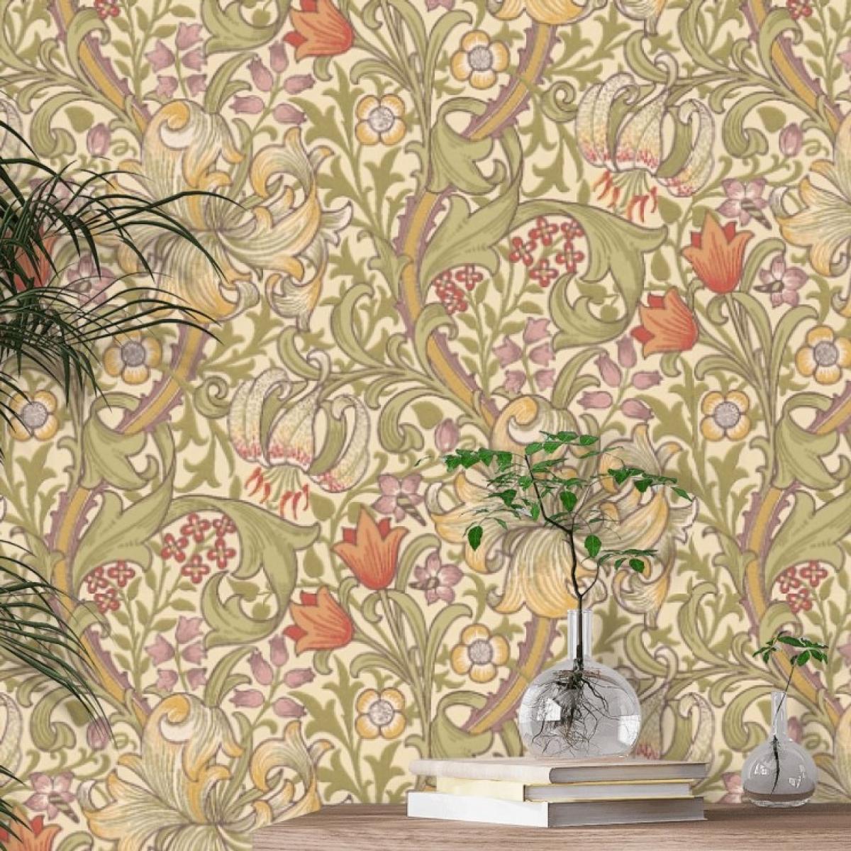 Golden Lily Wallpaper 210399 by Morris & Co in Olive Russet&nbsp;Roll – image 2