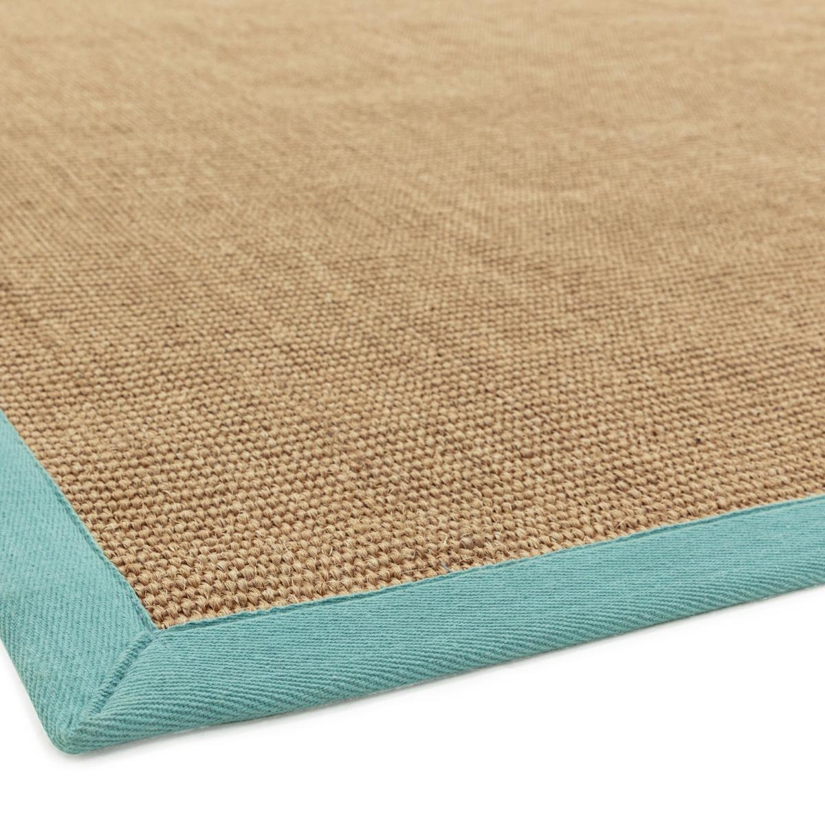 Sisal Hallway Runners in Linen with an Aqua Border 68x300cm – image 3