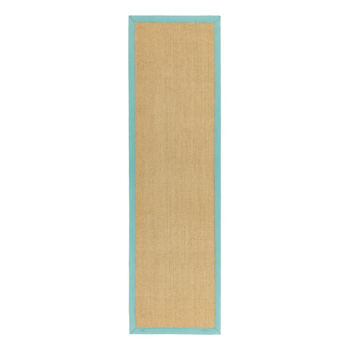 Sisal Hallway Runners in Linen with an Aqua Border 68x300cm – image 4