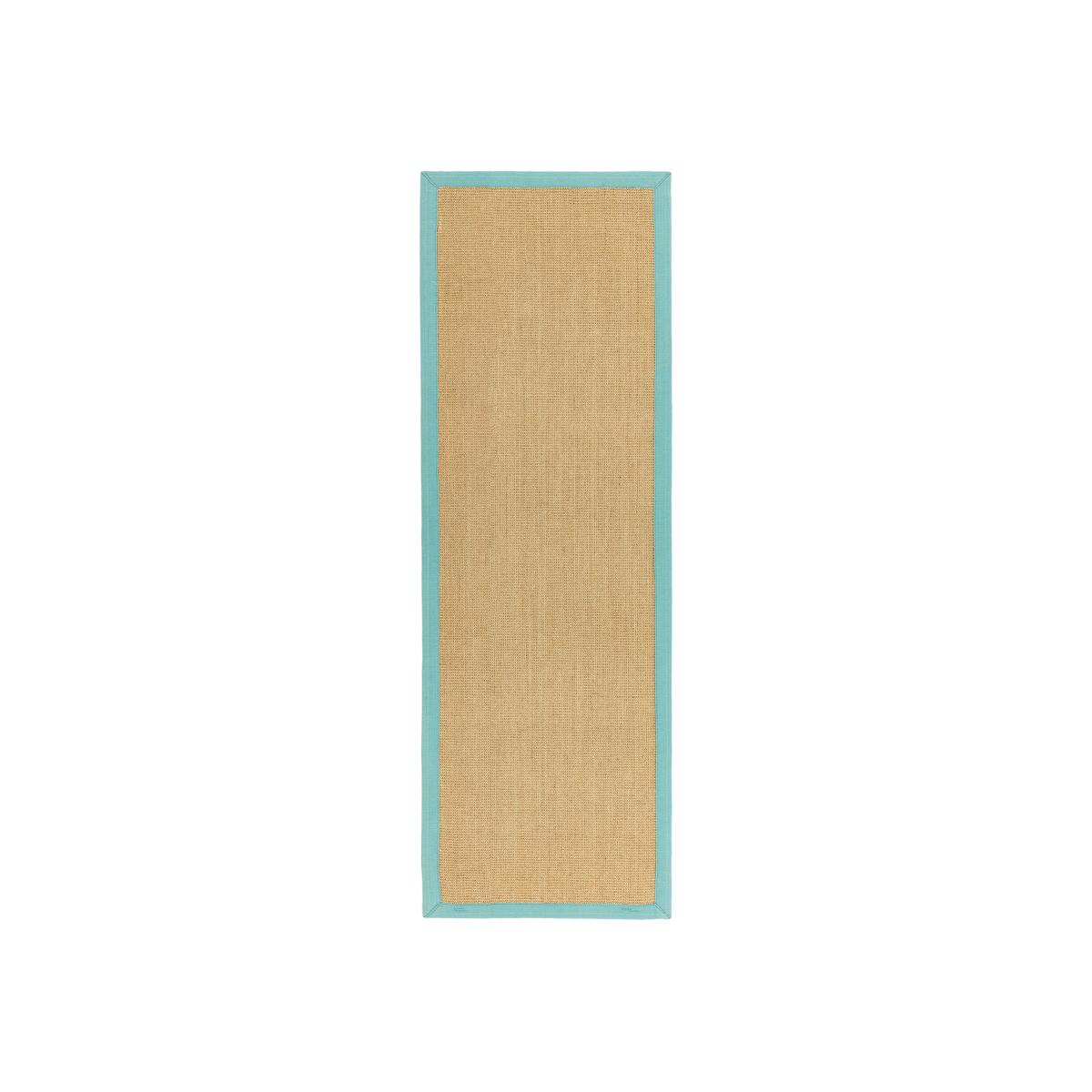 Sisal Hallway Runners in Linen with an Aqua Border 68x300cm – image 1