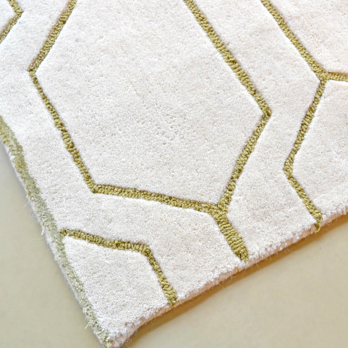 Arris Geometric Wool Rugs 37309 in Cream and Gold by Wedgwood 120x180cm – image 2
