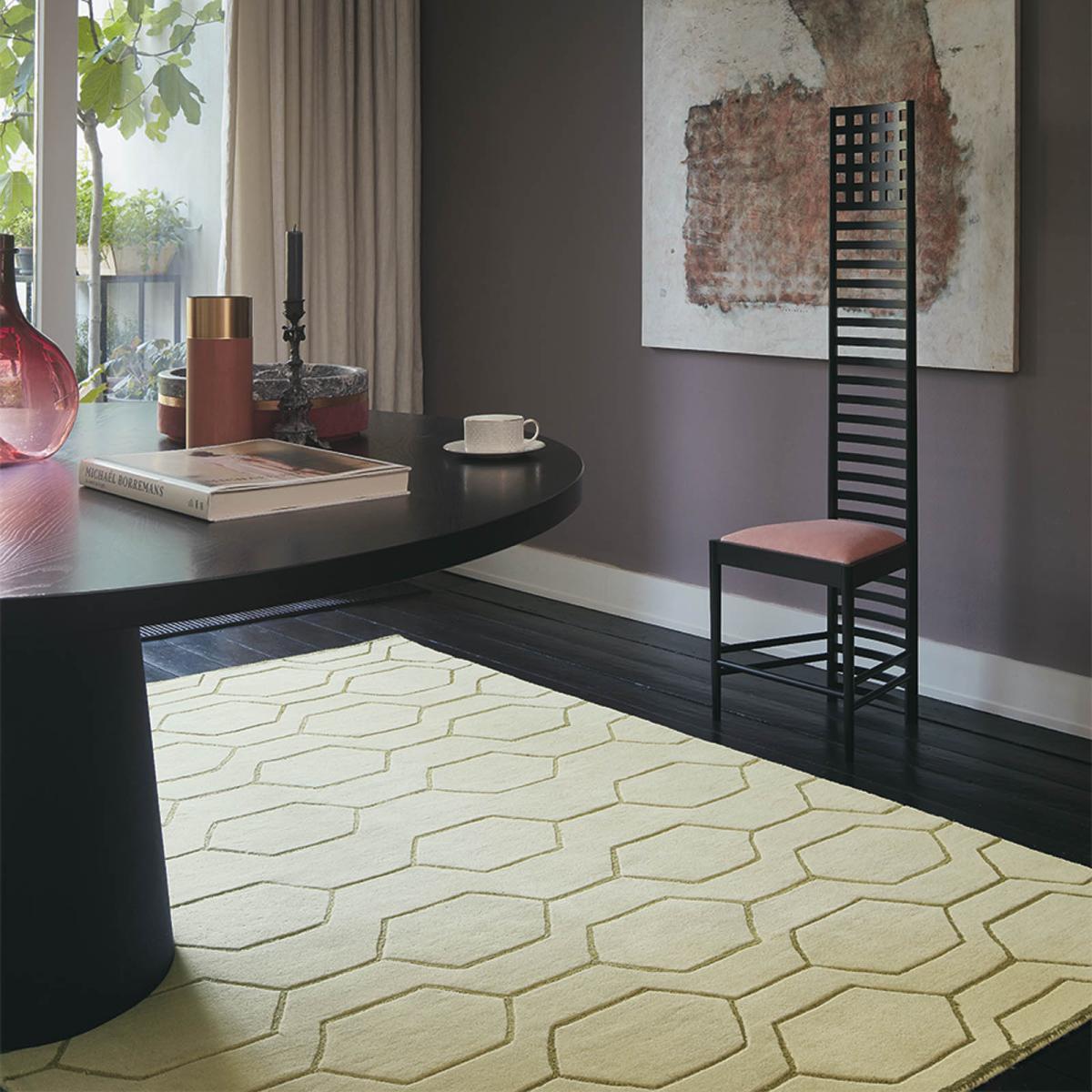 Arris Geometric Wool Rugs 37309 in Cream and Gold by Wedgwood 120x180cm – image 1