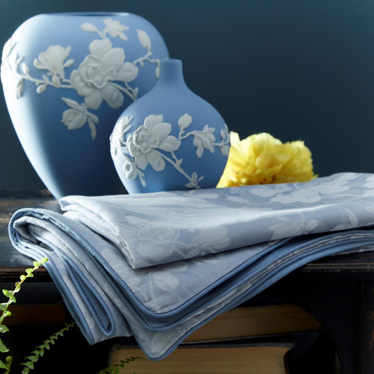 Magnolia Jasper Floral Bedding Duvet Cover and Pillowcase By Wedgwood in Blue 200x200cm – image 4
