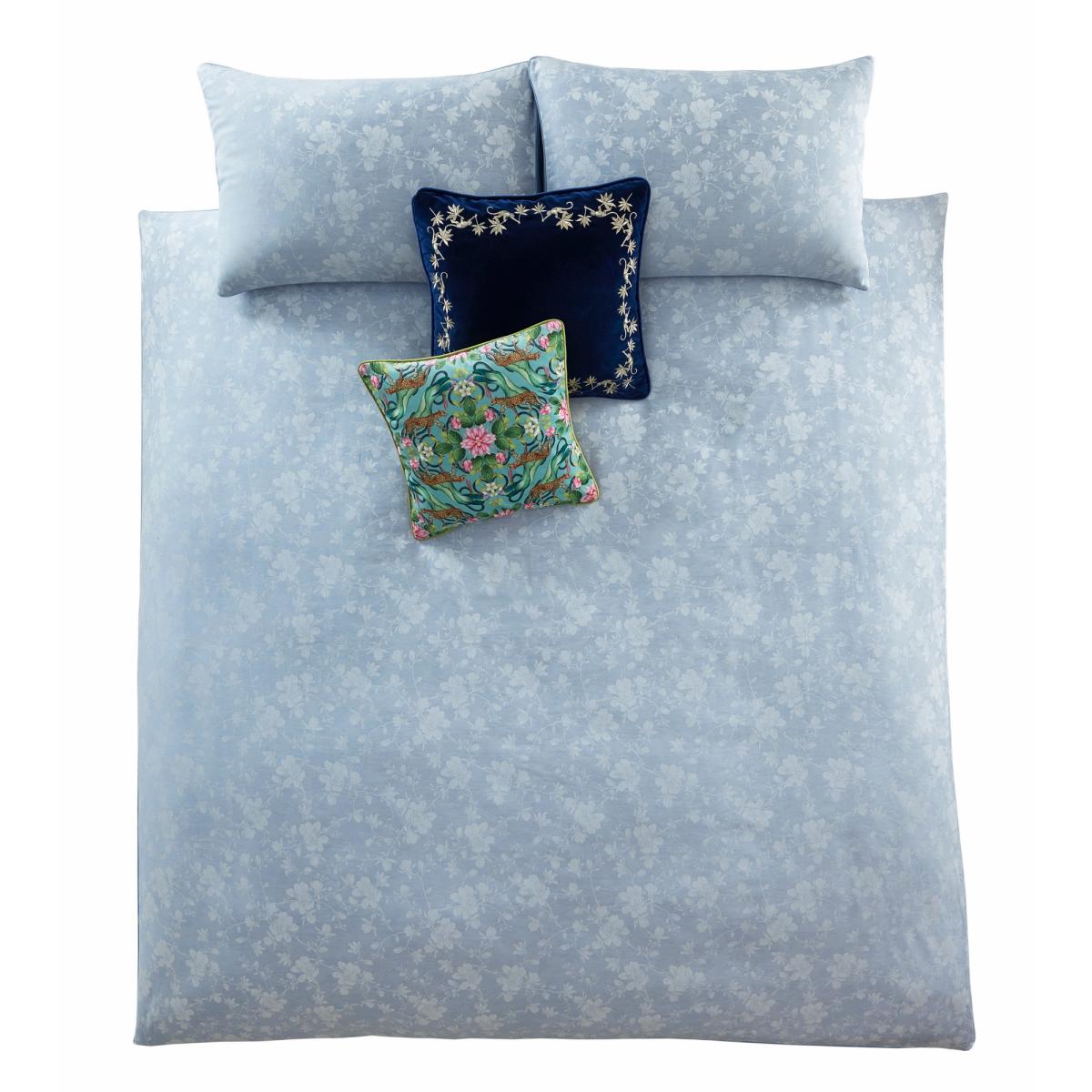 Magnolia Jasper Floral Bedding Duvet Cover and Pillowcase By Wedgwood in Blue 200x200cm – image 5